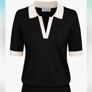 Kate Kasin Contrast Trim Sweater